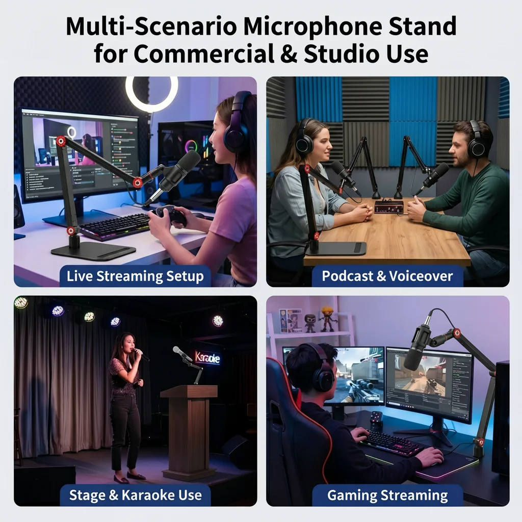 Aluminum Alloy Adjustable Heavy Duty Mic Boom Arm With No-Sag Gear Lock Mount For Gaming Podcast Studio