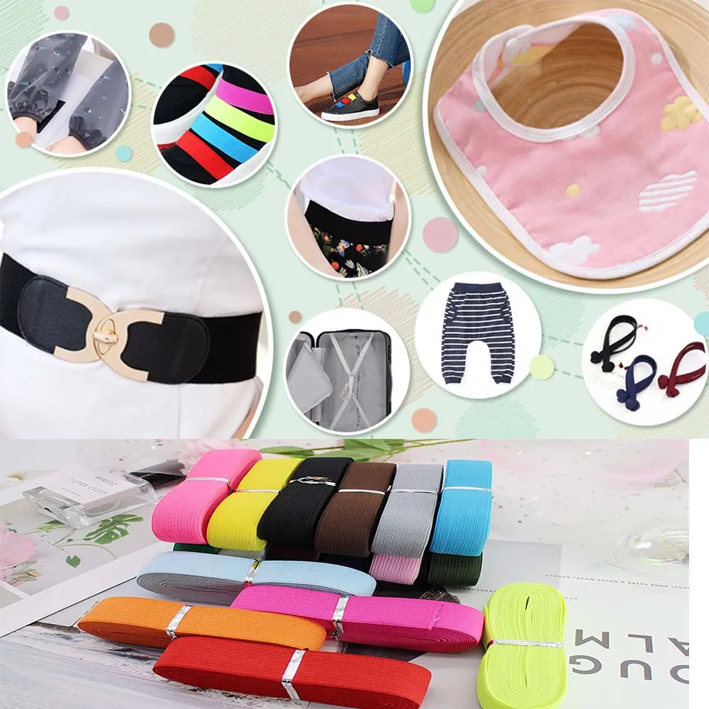 1/2/5Meters Color Elastic Band High Elasticity Rubber Band Sewing Craft For Home Lace Decoration Clothing Accessories