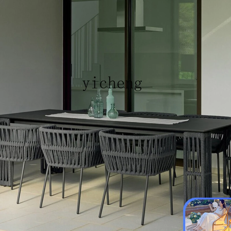 

ZC Hotel Villa Table and Chair Combination Simple Leisure Outdoor Garden Terrace Table and Chair Outdoor Desk-Chair