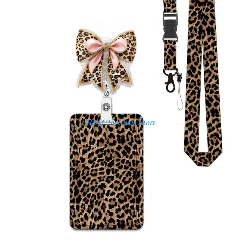 H37F Vertical Card Sleeve Badges Reels with Lanyard and Clip for Daily Work Pass Use