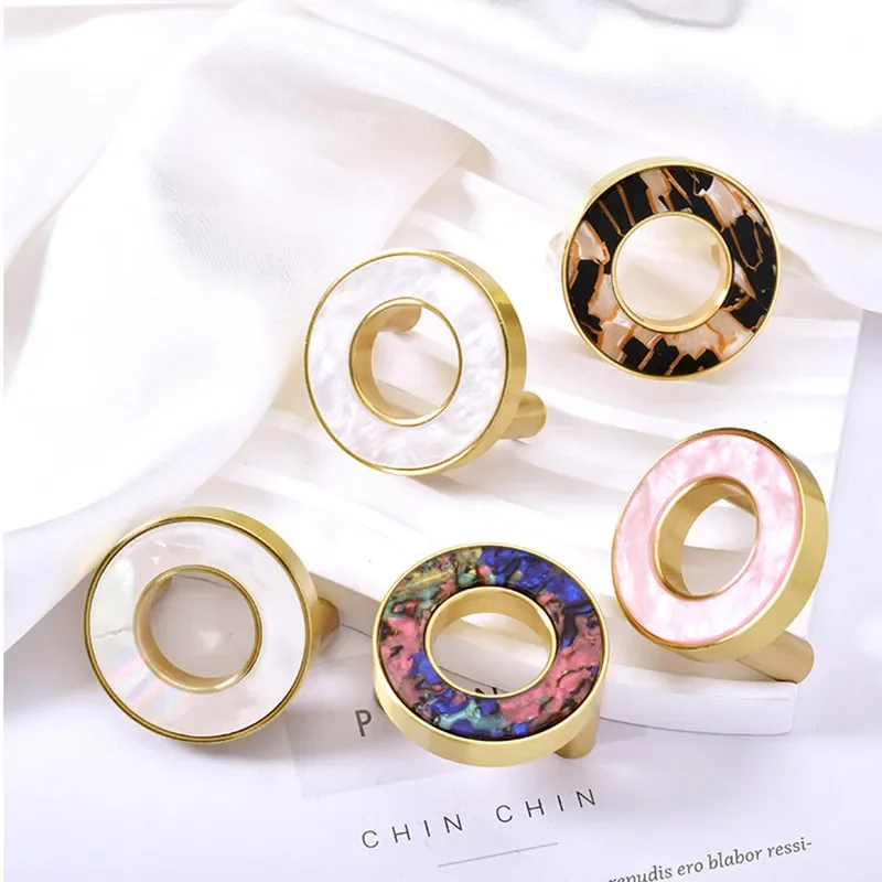 Creative Brass Drawer Handle Personalized Circular Shell Cabinet Furniture Handle Gold Wardrobe Door Children\'s Room Handle