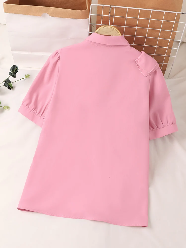 ZANZEA-Blusa de manga curta com lapela feminina, camisa casual elegante, tops de trabalho sólido, botões femininos, blusa de babados, moda verão