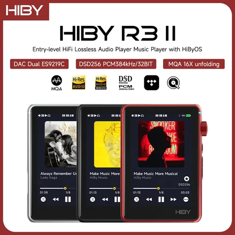HiBy R3 II / R3 Gen 2 Bluetooth WiFi Music Player MP3 HiFi Audio MSEB MQA16X DSD256 Web Radio USB Type C DAC PCM384kHz/32bit