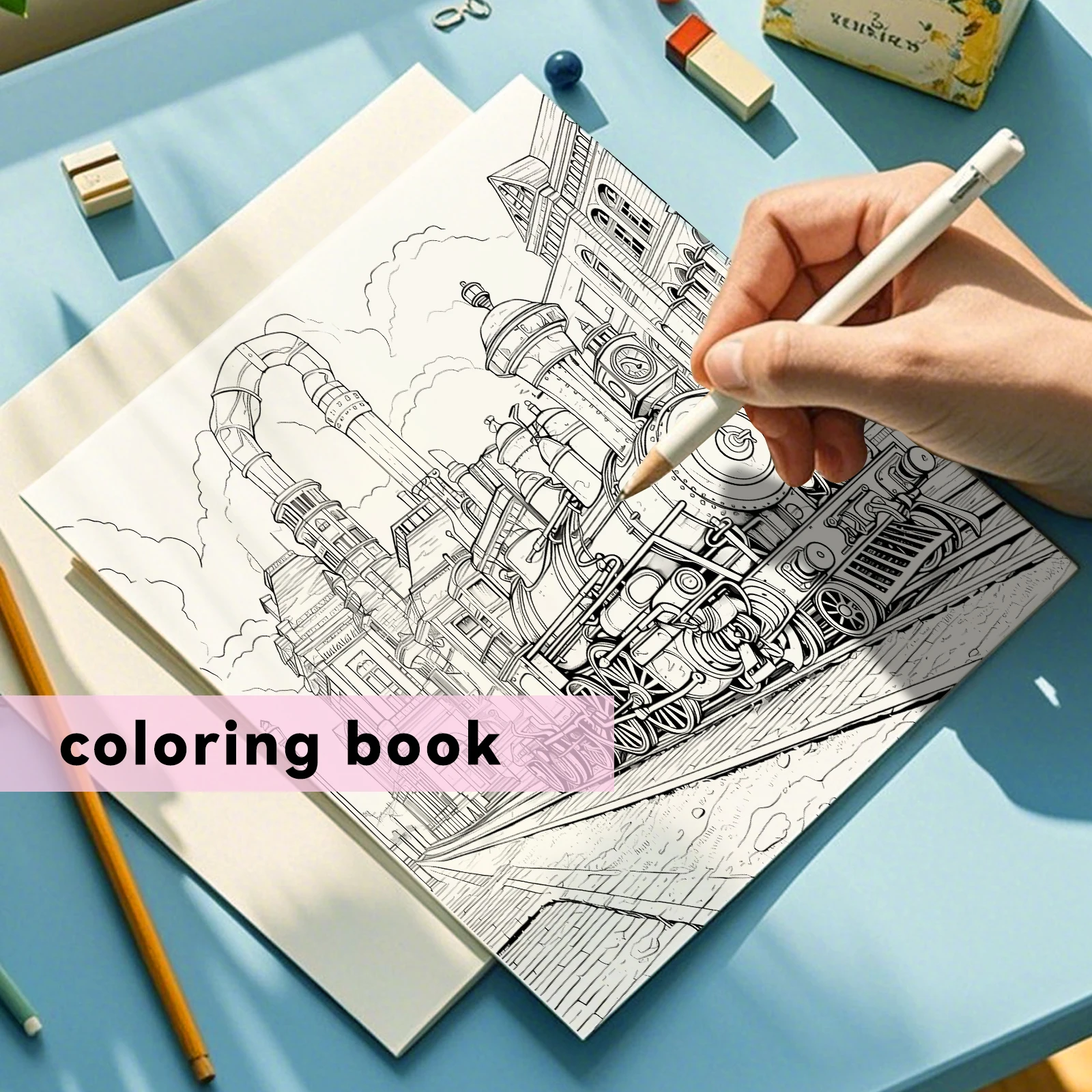 1pc Beautiful Architecture Coloring Book 24 pages Kill Time Graffiti Painting Drawing Adult Picture Book