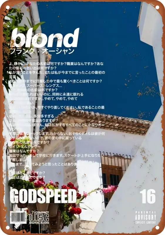 Blond Frank Ocean Godspeed Poster Vintage Metal Tin Sign Aluminum Sign Living Room Kitchen Bar Cafe 8X12 Inch