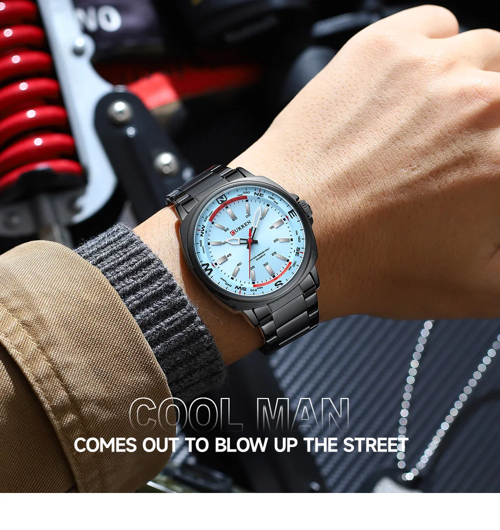CURREN 8455 Herren Quarzuhr mit Großem Zifferblatt, Wasserdicht, Edelstahlarmband, Casual Business Elegante Uhren für Männer, Reloj Hombre – Detail 11