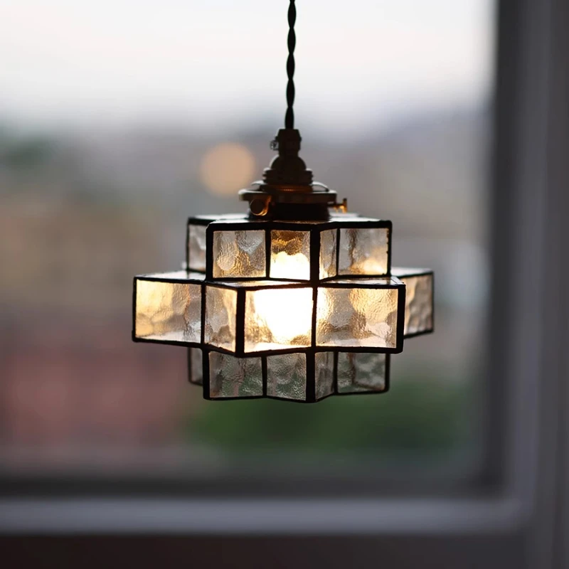 شخصية الرجعية اليدوية قلادة ضوء LED مدخل الممر غرفة نوم السرير مقهى منصة مشروبات جو زجاجي مصباح معلق صغير #2