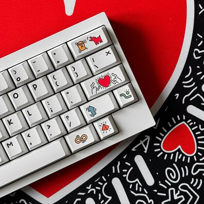 Imagem -03 - Individualidade Personalizada Keycaps para Desktop Teclado Mecânico Doodle Keycap Cherry Pbt Minimalismo 165key Fbb