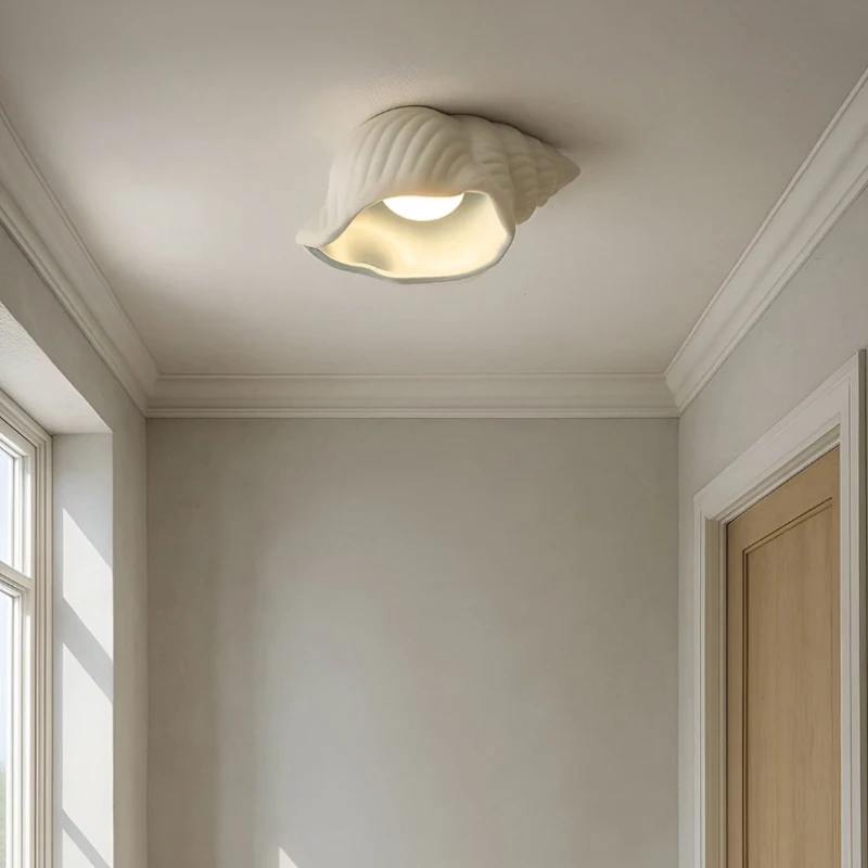 French Cream Conch Corridor Aisle Creative Ceramic Shell Entrance Balcony Bedroom Atmosphere Ceiling Light