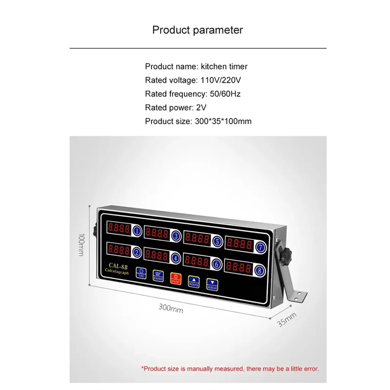 

ABFS 8 Channel Commercial Eighth Electronic Countdown Kitchen Timer Digital Button Timing Reminder Restaurant Loud Clock