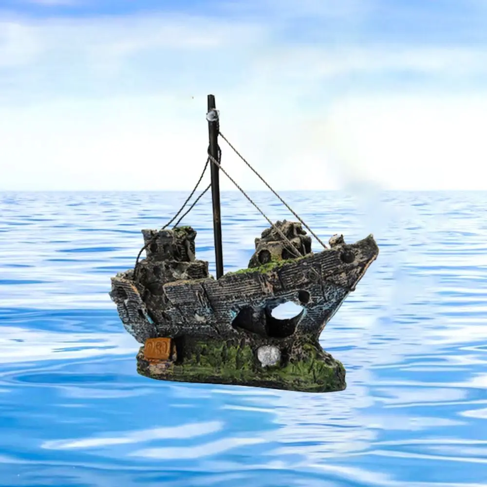 Fish Tank Ornaments Pirate Ships Landscape Resin Ship Aquarium Decorations FishTank Accessories