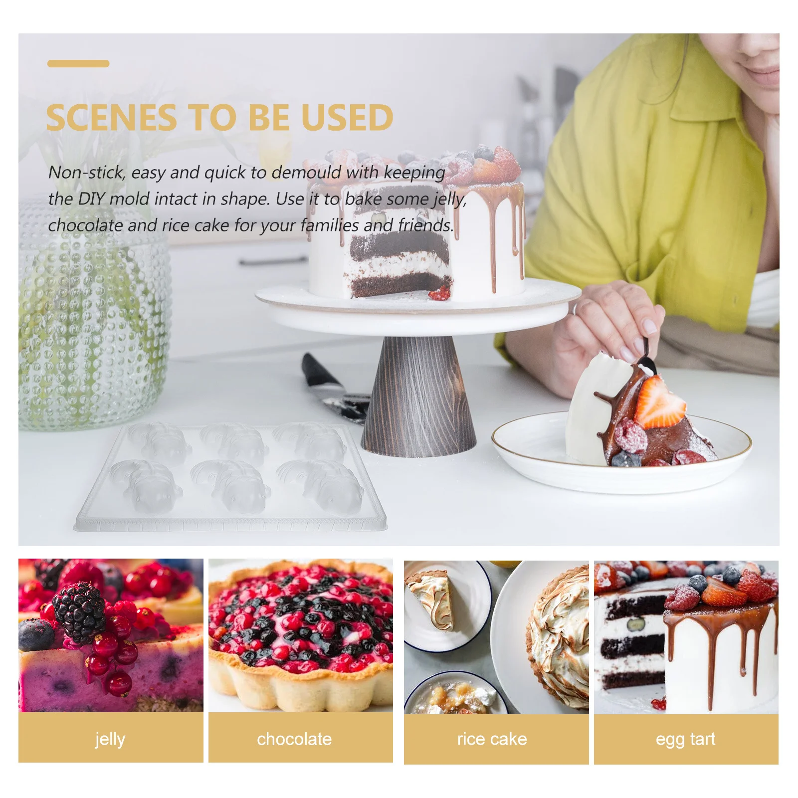 3 uds molde de pastel de arroz creativo forma de pez gelatina antiadherente DIY molde cocina suministro para hornear moldes de pastel de arroz y Chocolate