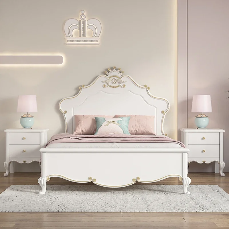 Princess Wood Luxury Double Bed Kids Modern Loft White Single Bed Children Girls Camas De Dormitorio Bedroom Set Furniture