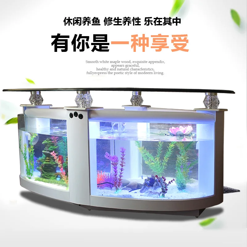Ecological coffee table fish tank aquarium, rectangular glass large and medium-sized creative goldfish tank