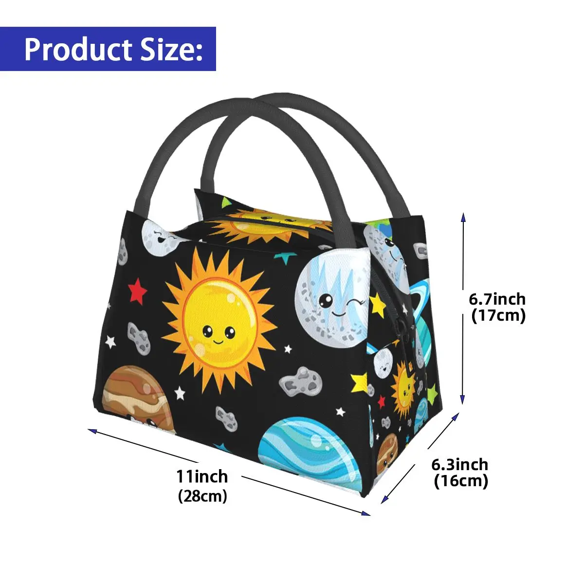 Kawaii Planets Cute Solar System Insulated Lunch Bag for School Picnic Storage Food Boxes  Cooler Thermal Lunch Box Tote