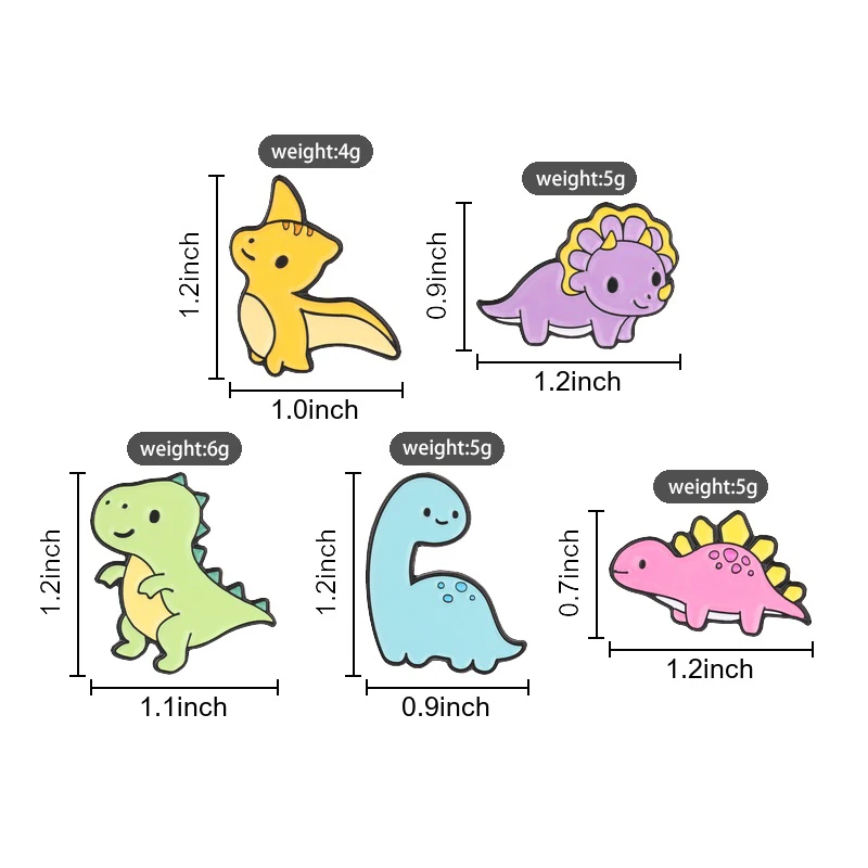 Adorable Dinosaurs Enamel Pins Cute Pastel Dino Brooches T-Rex Lapel Badges Cartoon Animal Jewelry Gift for Kids Friends
