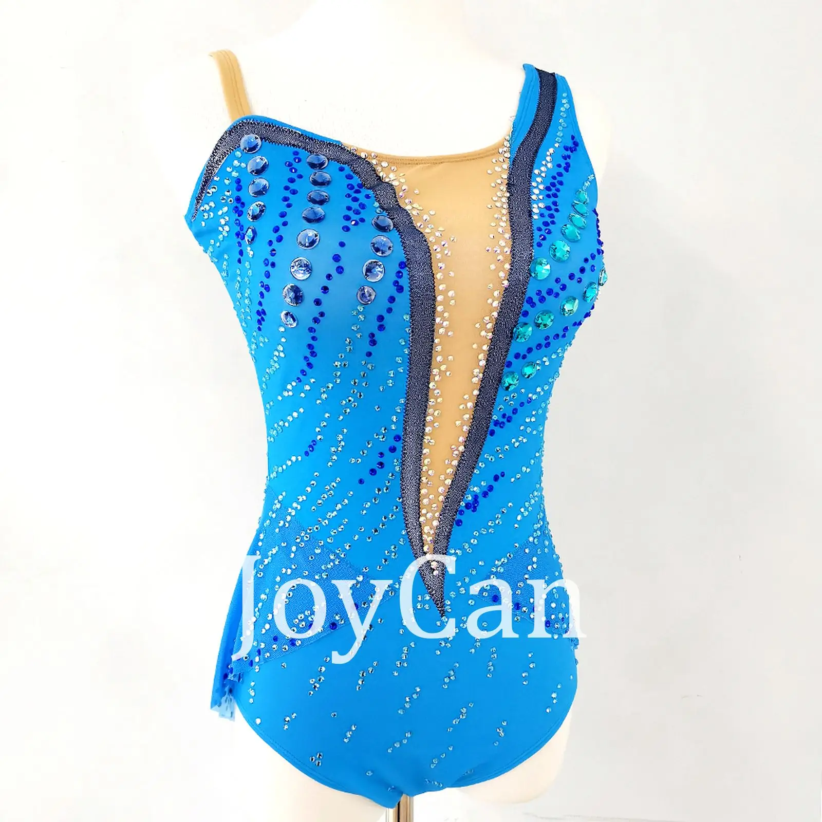 Handmade Artistics Gymnastics Leotards Girls Women Blue Elegant Dance Wear Rhythmic Gymnastics Suits