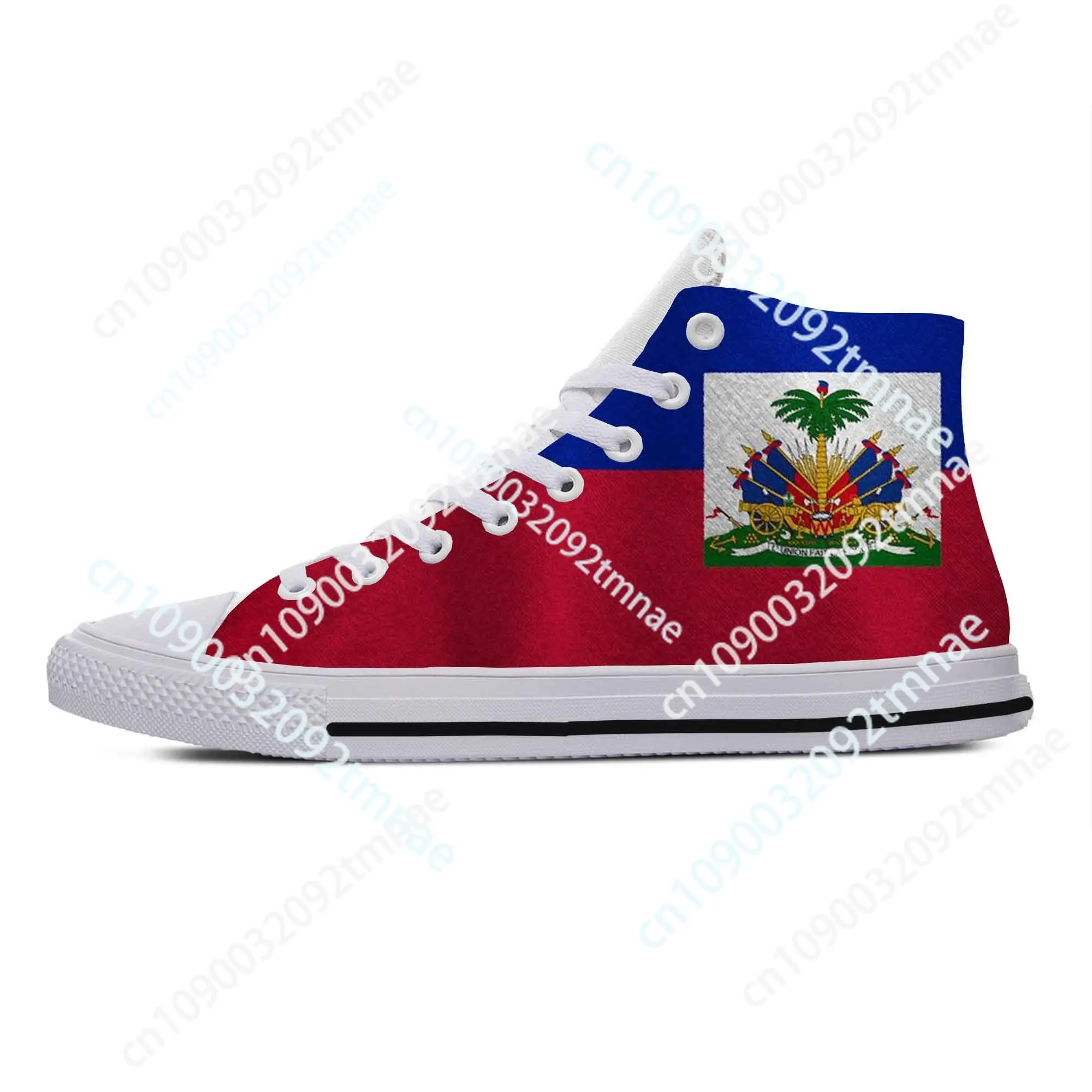 

Haiti Haitian Flag Patriotic Pride Funny Fashion Casual Cloth Shoes High Top Comfortable Breathable Custom Men Women Sneakers