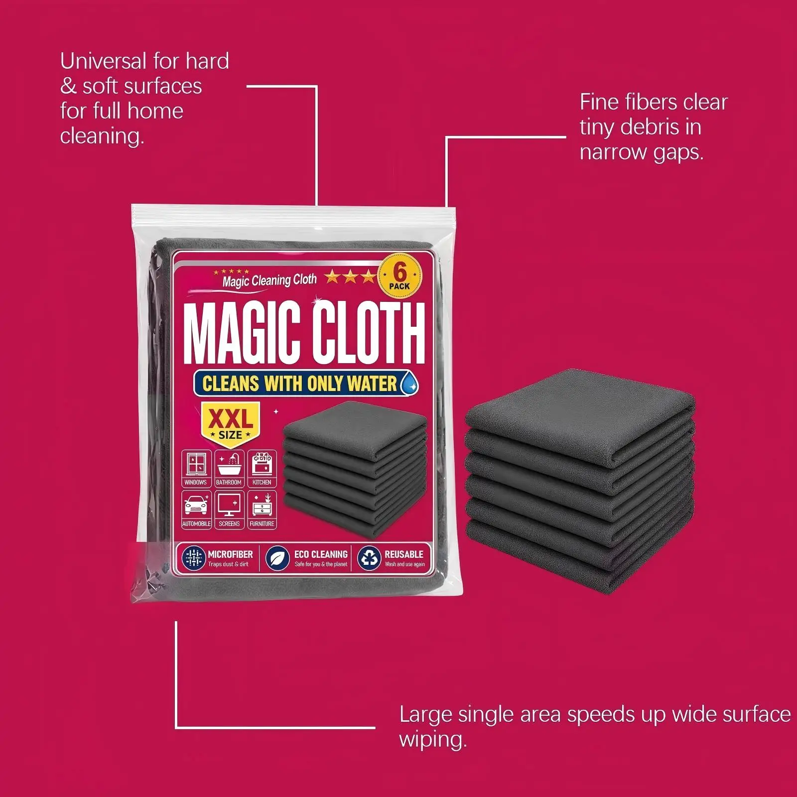 Magisches Reinigungstuch aus Mikrofaser für Autowäsche, Küche, Wasserfleckenentferner, Wiederverwendbares Ultra-Absorbierendes Handtuch, Streifenfreies Reinigungstuch – Detail 7