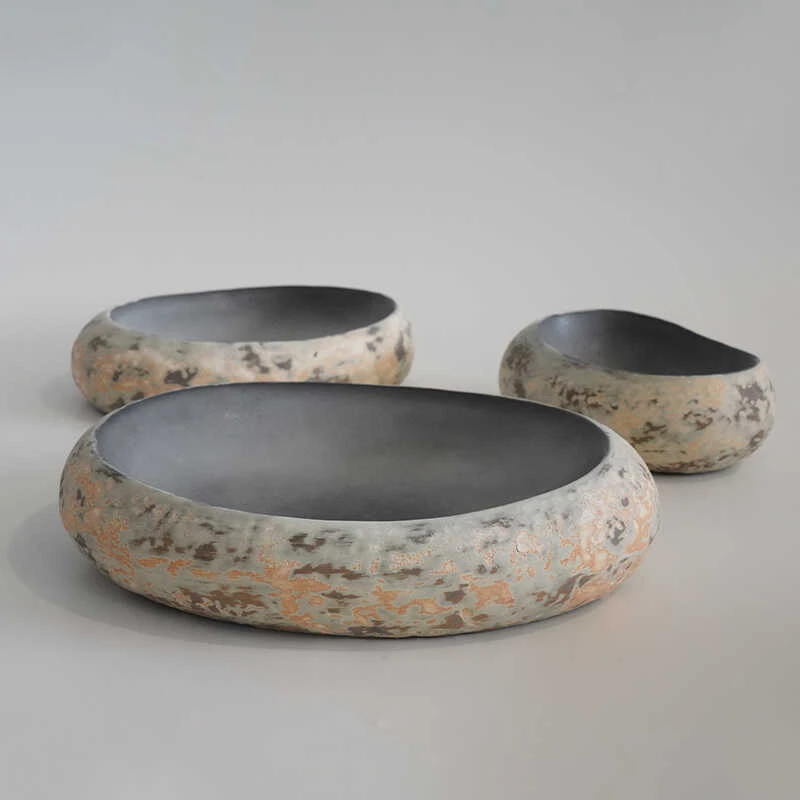Imitation stone bowl creative western artistic conception dish bowl oval bowl dessert salad plate cold dish plate tableware