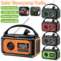 Solar Emergency Radio AM/FM/NOAA Weather Radio 12000mAh Rechargeable Hand Crank Radio with LED Flashlight Power Bank SOS Alarm