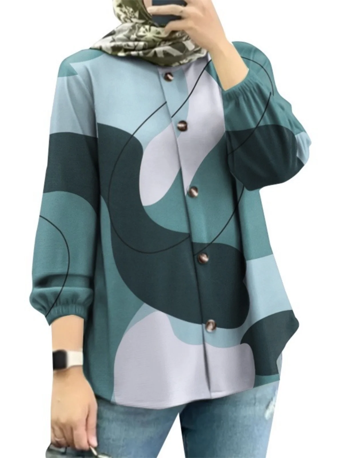 

Faionable с цветочным принтом женский irt Bubble Sve модный Ближний Восток малайский новый Sle трансграничная одежда этнический сценический костюм