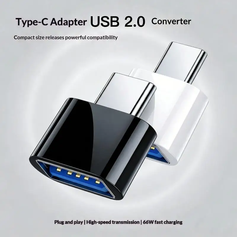1Pcs USB To Type-C Adapter USB Female To Type-C Male Fast Charging Adapter