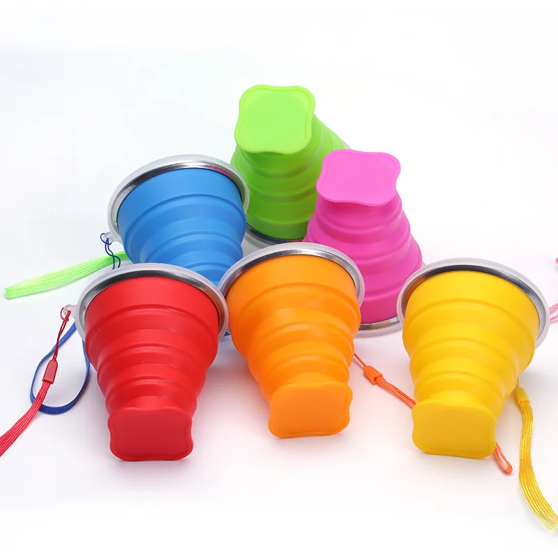 Portable Silicone Retractable Folding Cup with Lid Telescopic Collapsible Drinking Cup Outdoor Travel Water Cup coffee cup