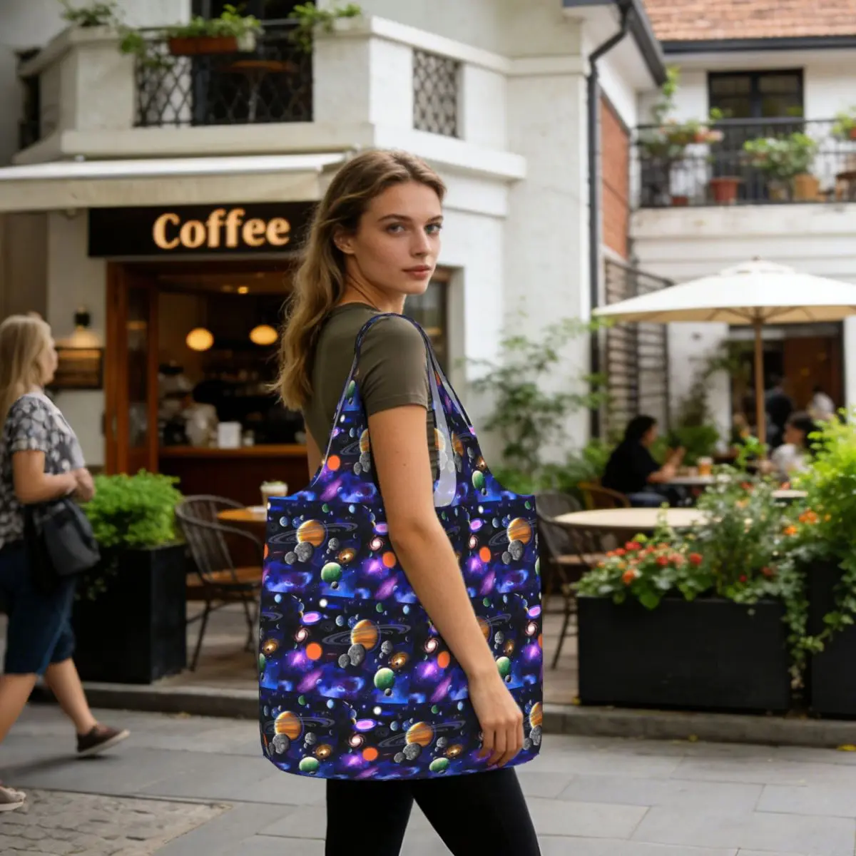 Solar System Space Planets Universe Shopping Tote Bag Canvas Large Capacity Shoulder Bags Shopper Grocery Handbag for Women
