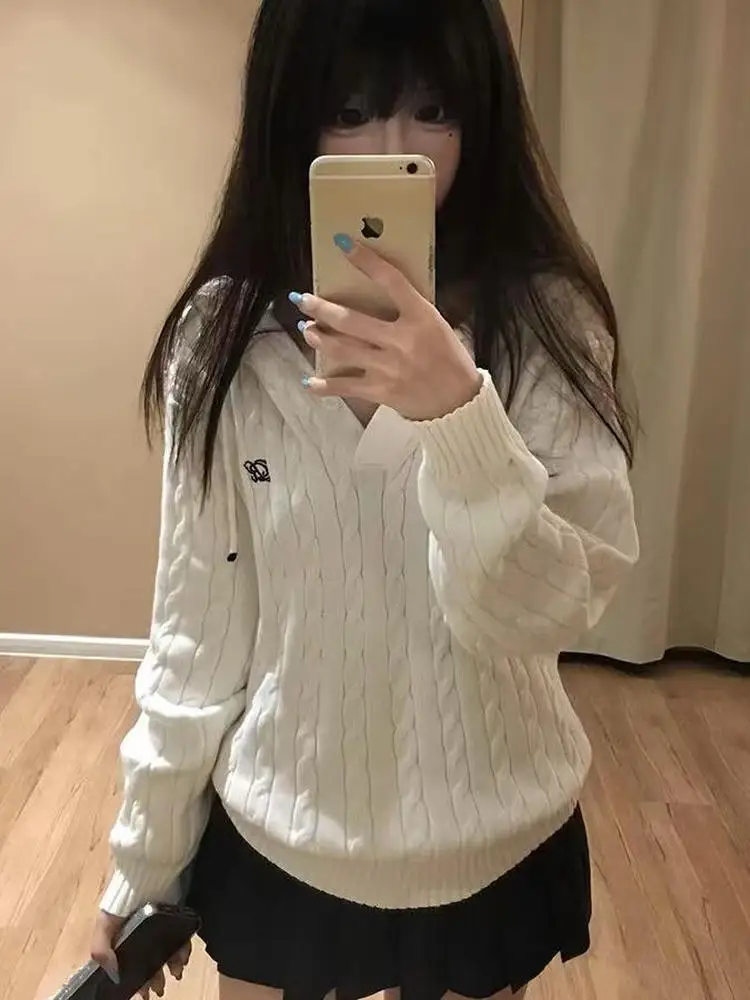 

Женский вязаный свитер Long Sve, пальто с капюшоном Jk orm Plait Design, повседневный топ, осенне-зимняя сезонная верхняя одежда Faion