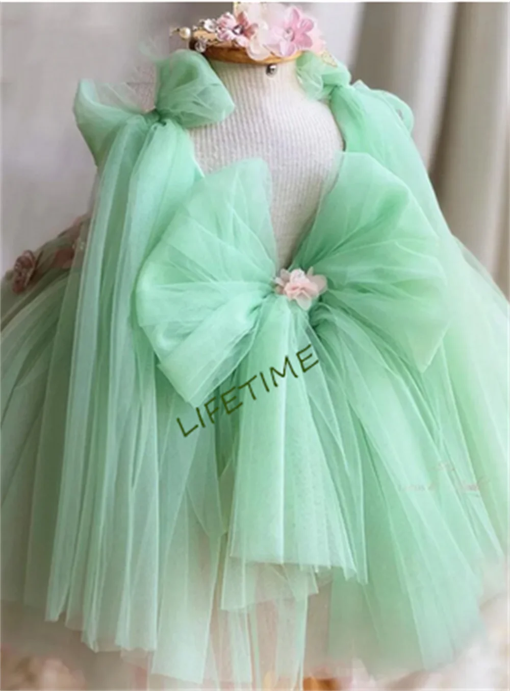 Vestidos de fiesta para niñas pequeñas, vestido de princesa con lazo grande, 1 año de cumpleaños, recién llegado