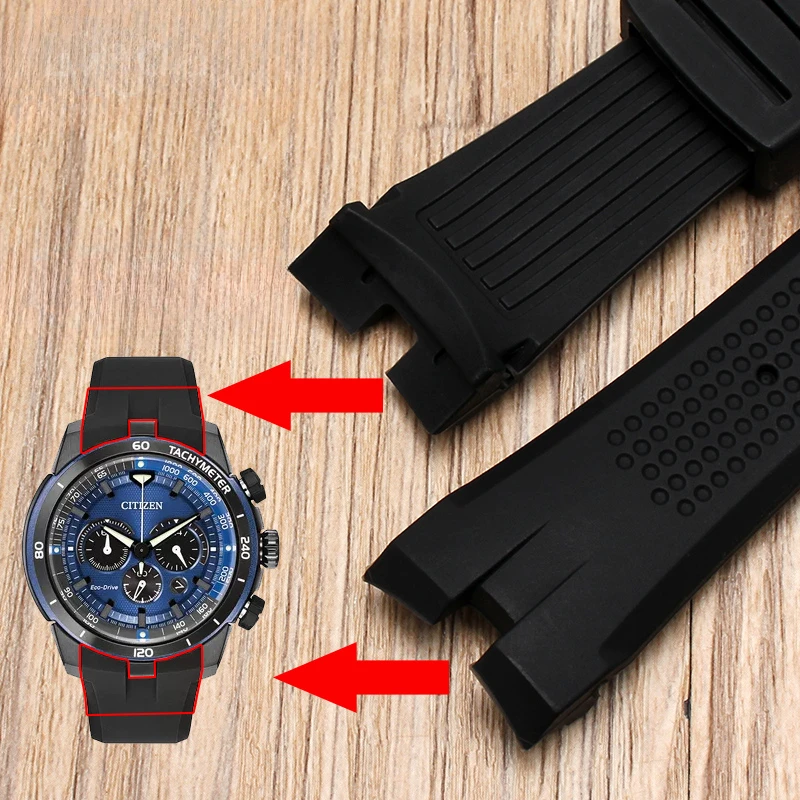 Strong Resilience Durable Silicone  Watchbands for Citizen Aw1475 Aw1476 Aw1477 Ca4154 Ca4155 24mm Waterproof WatchStrap