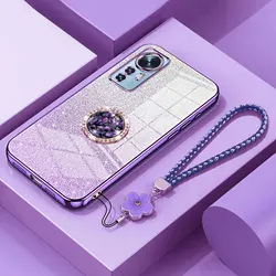 Xiaomi12T Luxury Diamond Holder Case For Xiaomi 12 Lite 12T pro Redmi note12S Bling Glitter Shockproof Lanyard Cover Case 12 T