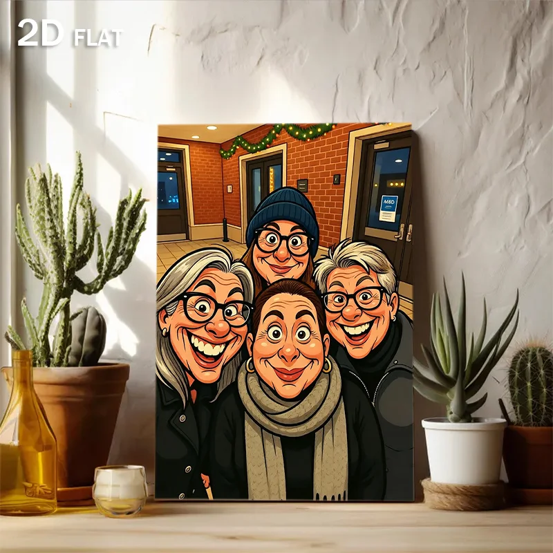 Custom Group Caricature Print,Personalized Convert Your Real Photo To Cartoon Caricature Art,Custom Friends Memory Wall Poster
