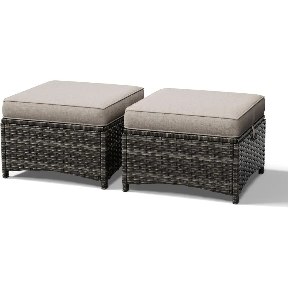

Patio Ottoman Set with 2 Large Cushioned Ottomans, Ideal for Outdoor Deck or Porch