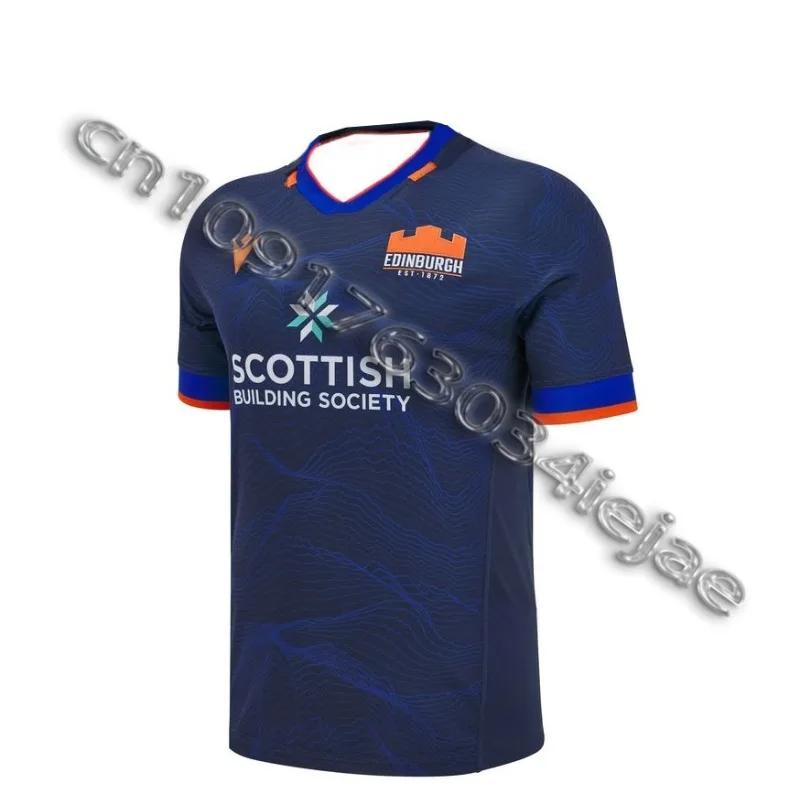 Edinburgh Rugby Jersey Boys' Gift T-shirt Team Sportswear T-shirt Youth Home Train Top 2024-25 Polo Comfortable and Trendy