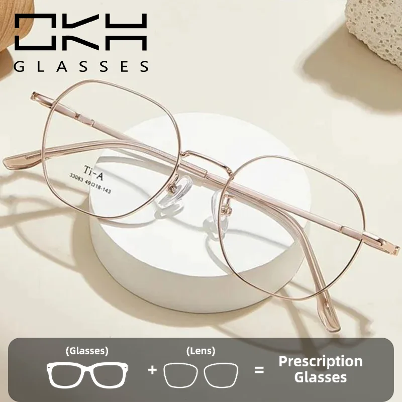 

OKH легкие роскошные элегантные сверхлегкие титановые очки для близорукости с памятью, прямоугольная оправа, удобные очки по рецепту для чтения