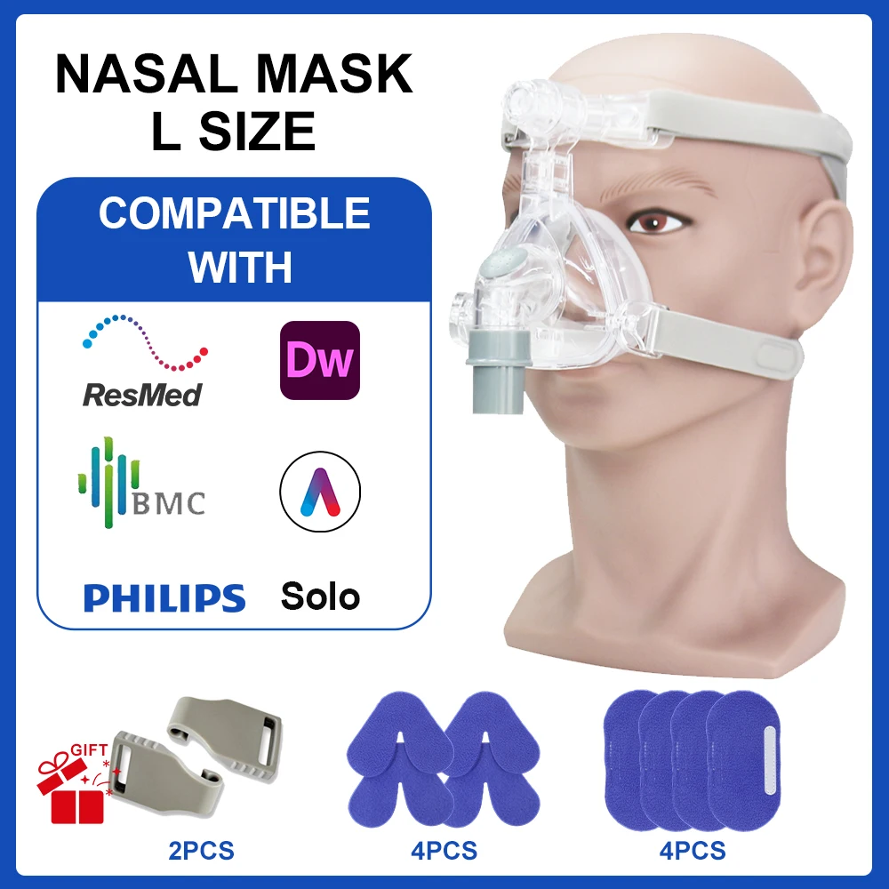 Máscara nasal CPAP Máscara nasal com arnês compatível com ResMed e Philips e Fisher para máquina CPAP Apneia do sono Anti ronco