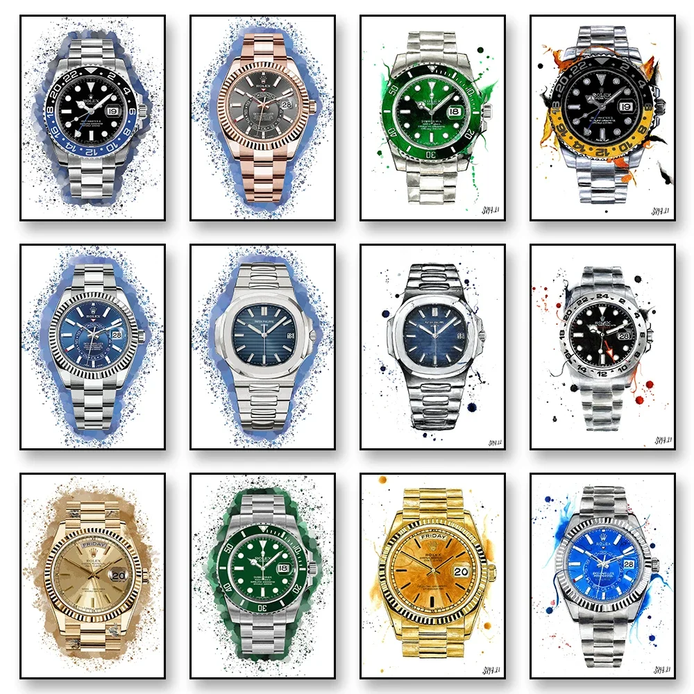 Marke Name Uhren Leinwand Wand Kunstdruck Poster Air King Oyster Perpetual Dekorative Wandbild Hause Uhr Shop Dekor Geschenk