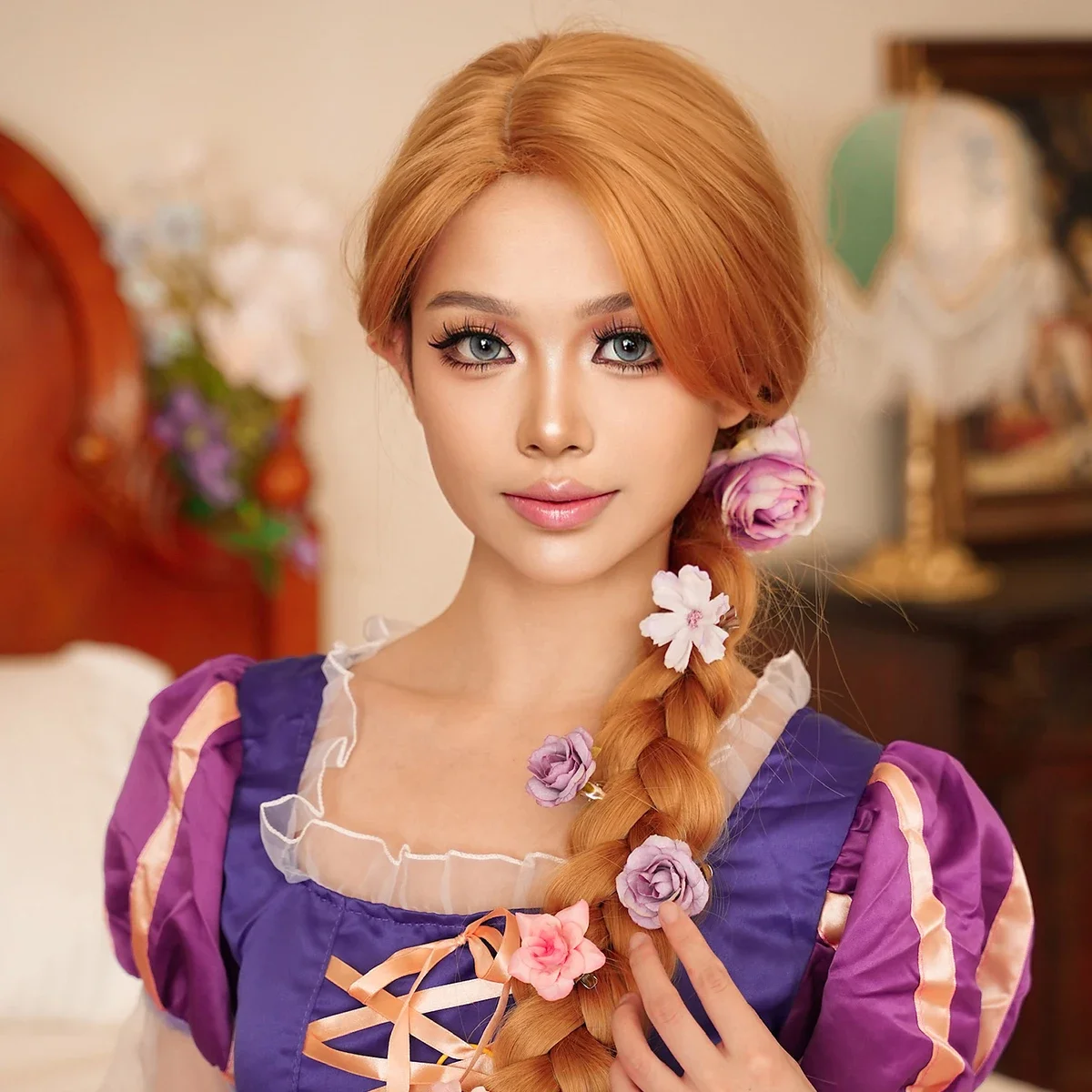 PARK YUN Halloween Extra Long Light Brown Cosplay Wig Loose Long Curly Lolita Wig Synthetic Wig For Women Party Rapunzel Use