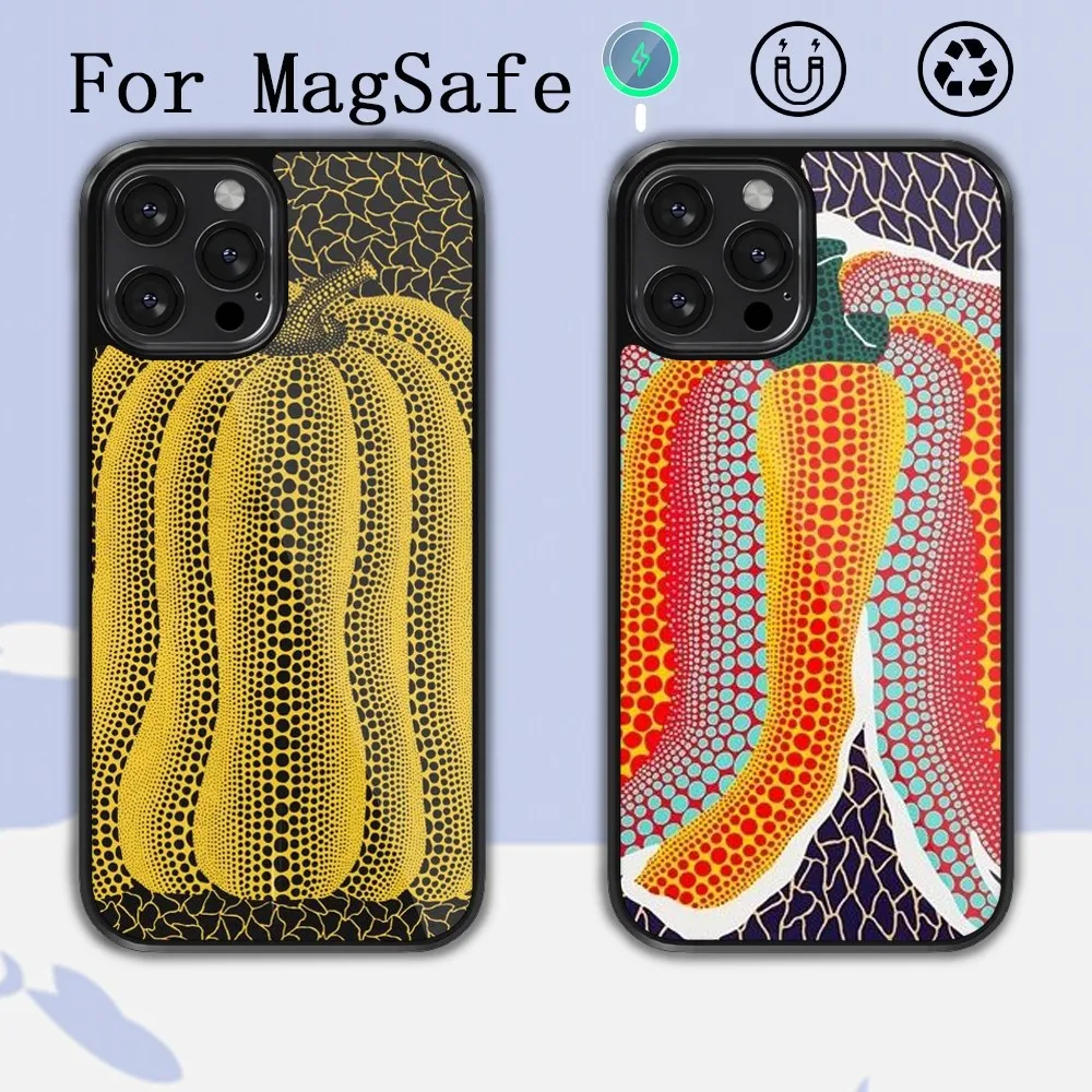 Art Yayoi Kusama  Phone Case For iPhone 14 13 12 11 15 Pro Max Plus Magsafe Magnetic Cover