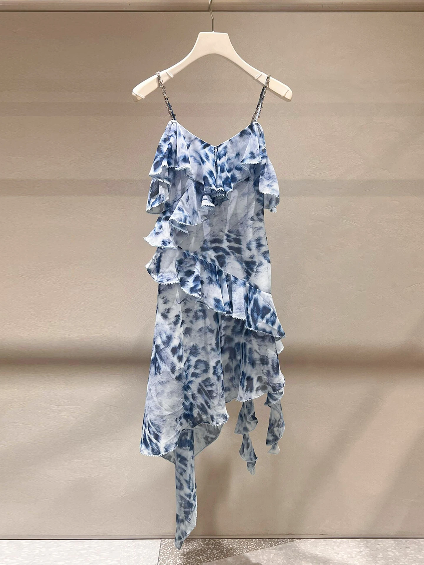 

High-End Summer Vaion Sle Floral Print ter Dr Women's Ele Bell Sve Strapl Midi Skirt Commute Simple High...