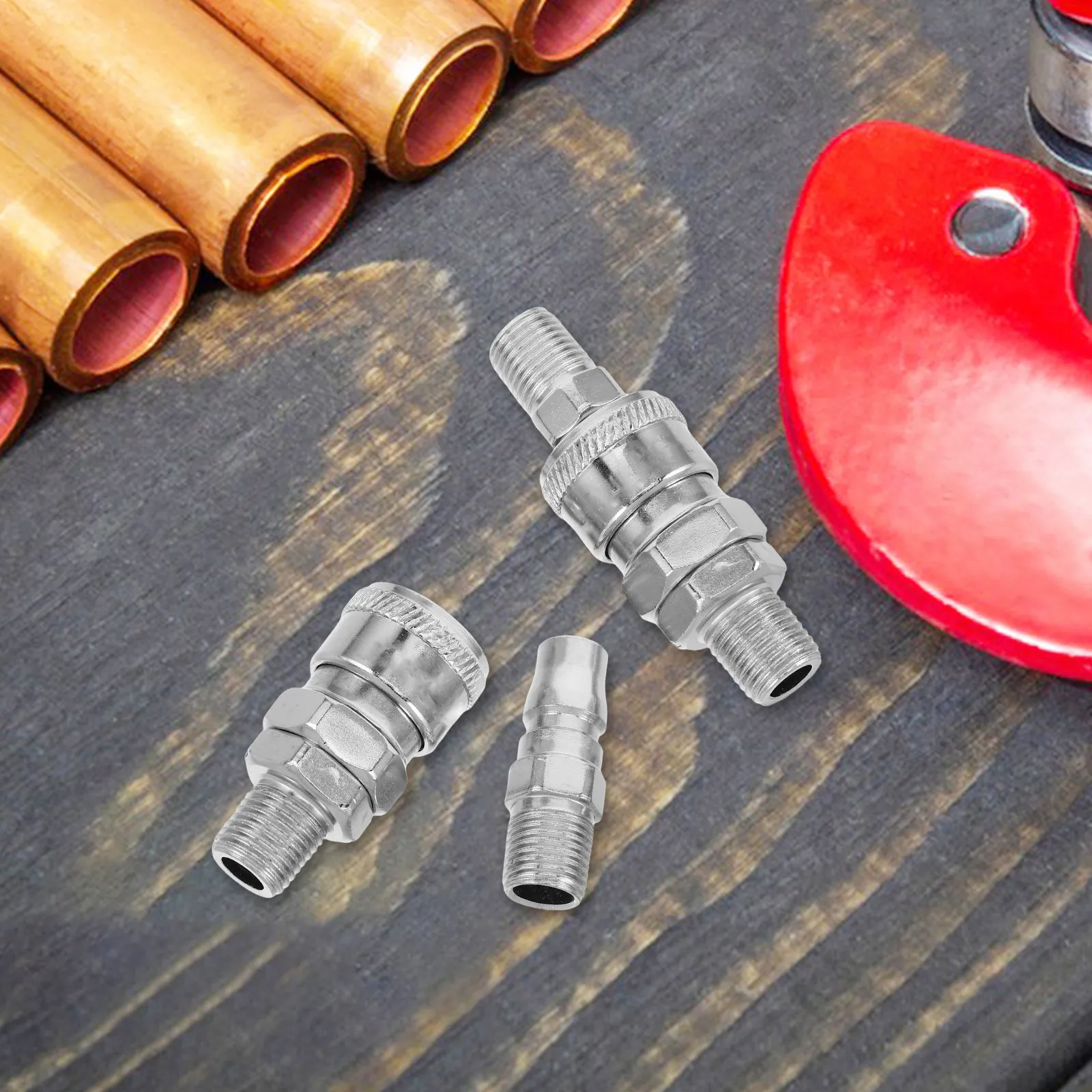 3Pcs Quick Connect Air Hose Fittings Steel Male Female Adapters for Hydraulic Pneumatic Systems High Pressure Leak Proof Compact