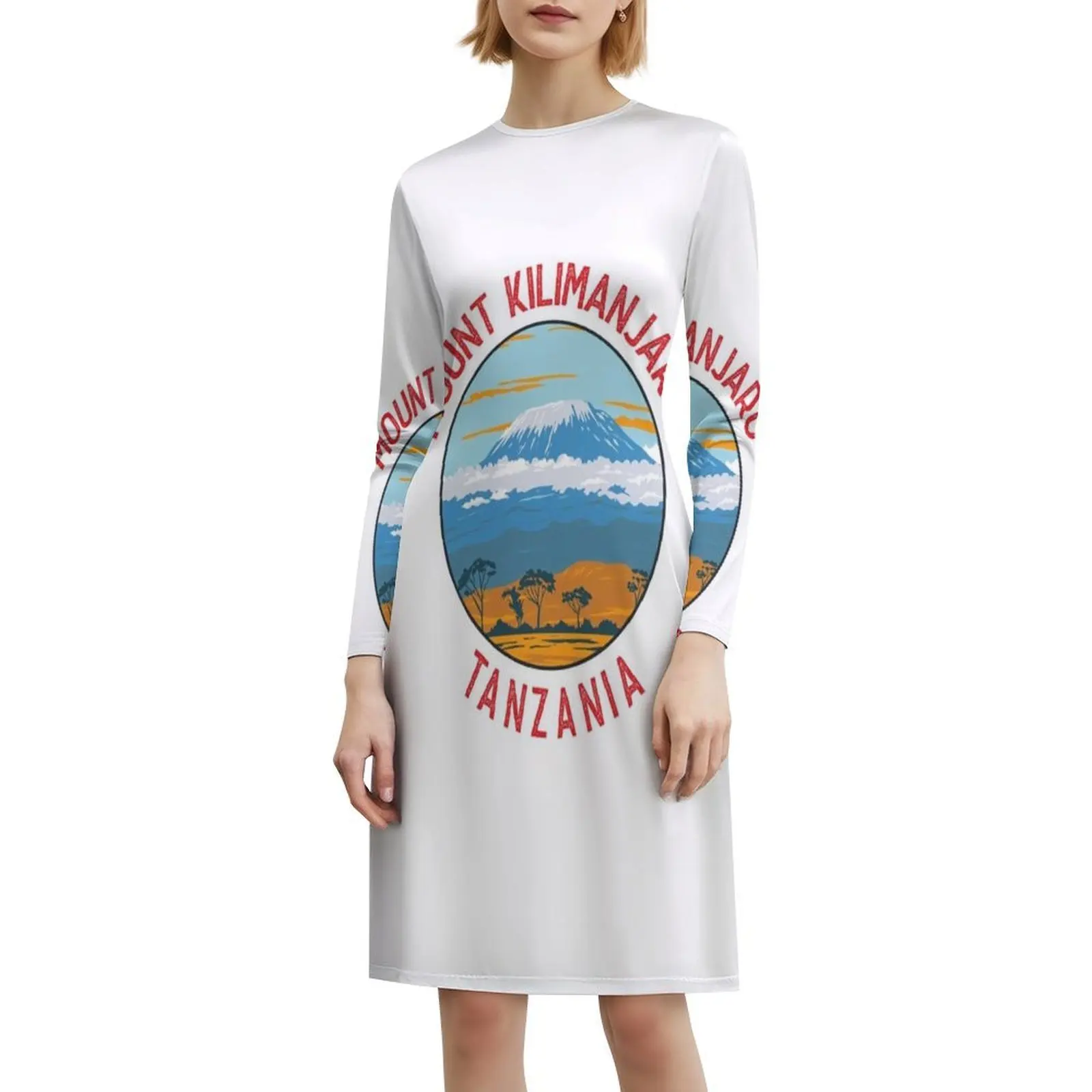 جبل كليمانجارو تنزانيا المتعثرة دائرة المرأة الهيب هوب الشارع الشهير فستان جرافيك طباعة ملابس النادي الحفلات كليمانجارو جبل