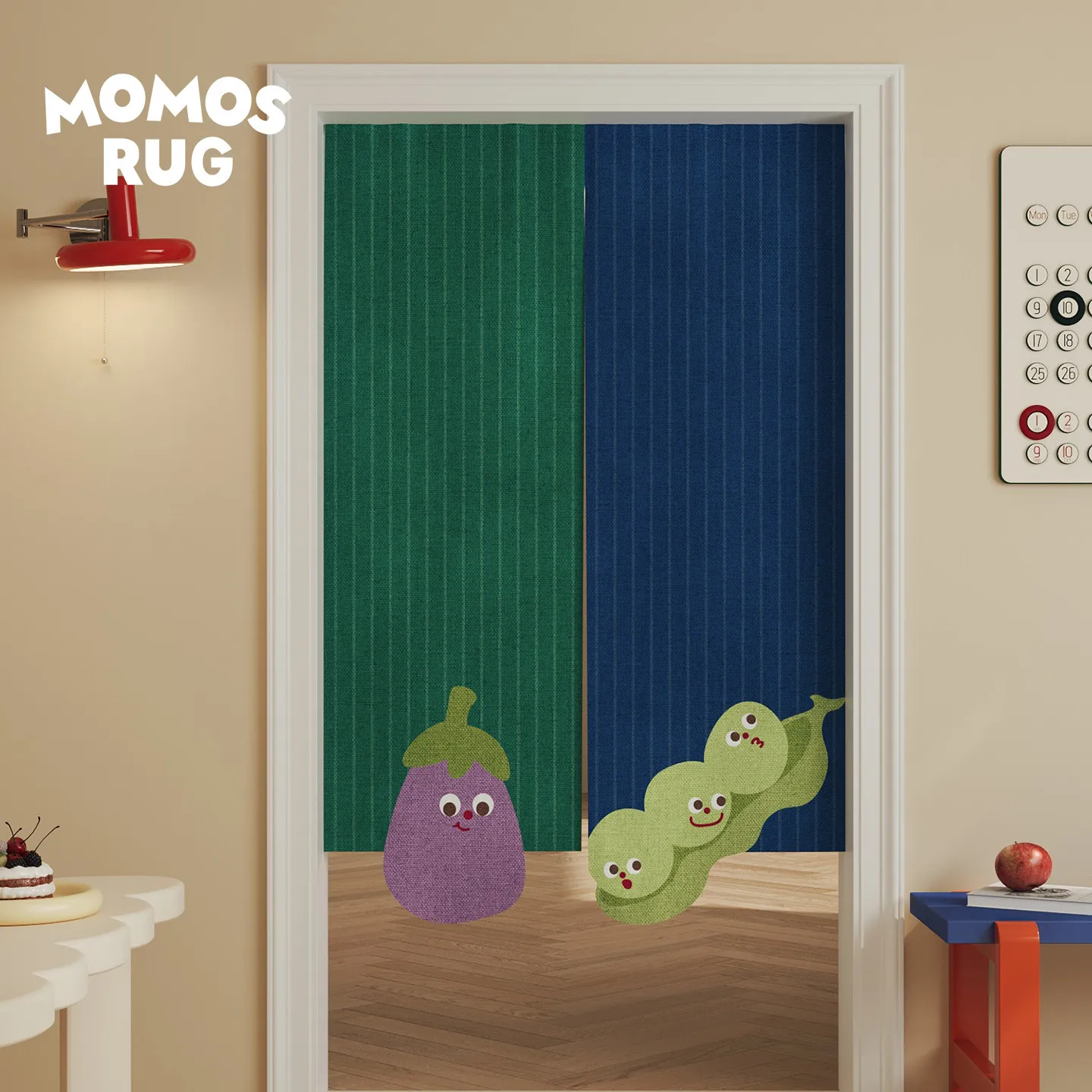 VIKAMA Tomato Mushroom Noren Door Curtain Cartoon Fruit Hanging Curtain Kids Door Partition Color Block Home Decor