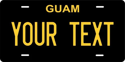 Guam Black Yellow Custom Personalized License plates Auto Bike Motorcycle Aluminum