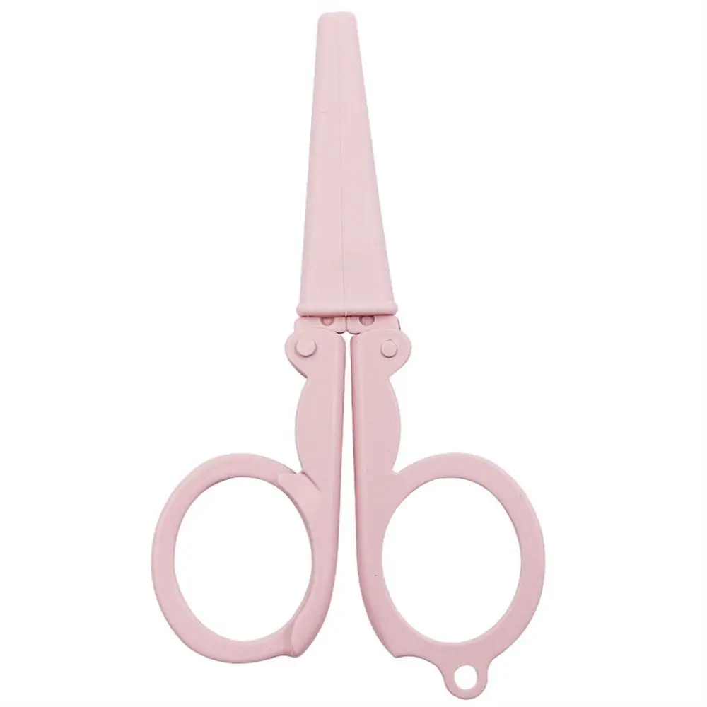 Travel Morandi Color Folding Scissors Stainless Steel Key Chain Stationary Scissors Mini Kawaii Paper Cutter Handmade Tools