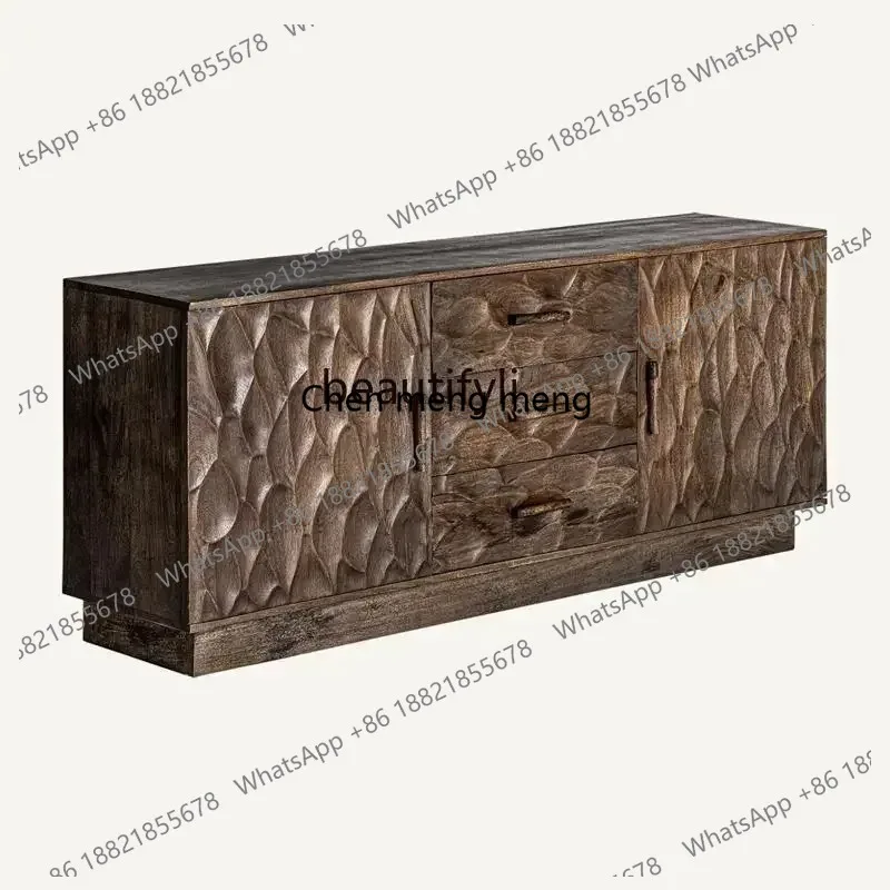 

LHY26 ss New style NN American solid wood porch cabinet French living room carved dining side cabinet retro style integrated par