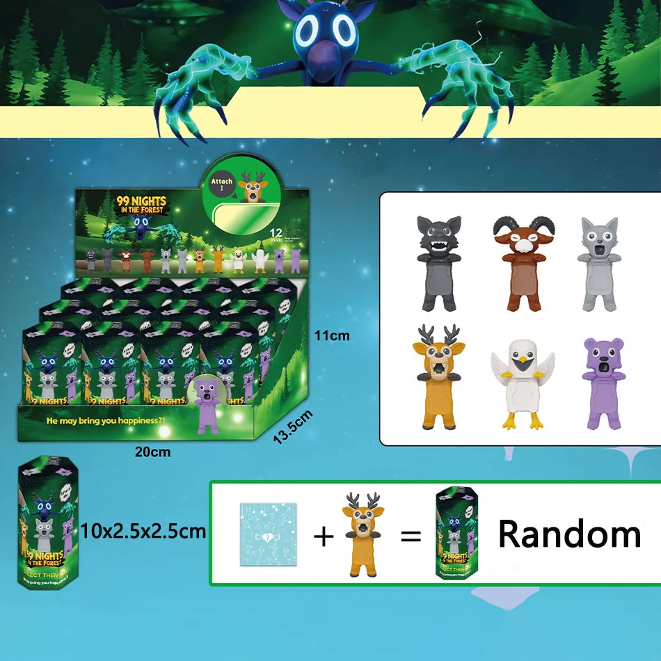 고품질 99 Nights in The Forest 블라인드 박스 피규어 올빼미 염소 늑대 사슴 장난감 선물 애니메이션 액션 미스터리 장식 크리스마스