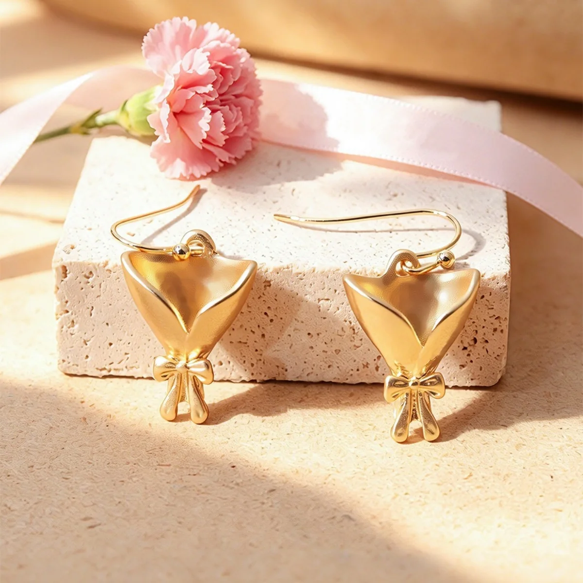 Kreatives Schleifenknoten-Blumenstrauß-Halter-Set in Form eines Anhängers, Halskette und Ohrringe für Damen und Herren, süßes, elegantes DIY-Blumenclip-Schmuckset. – Detail 29